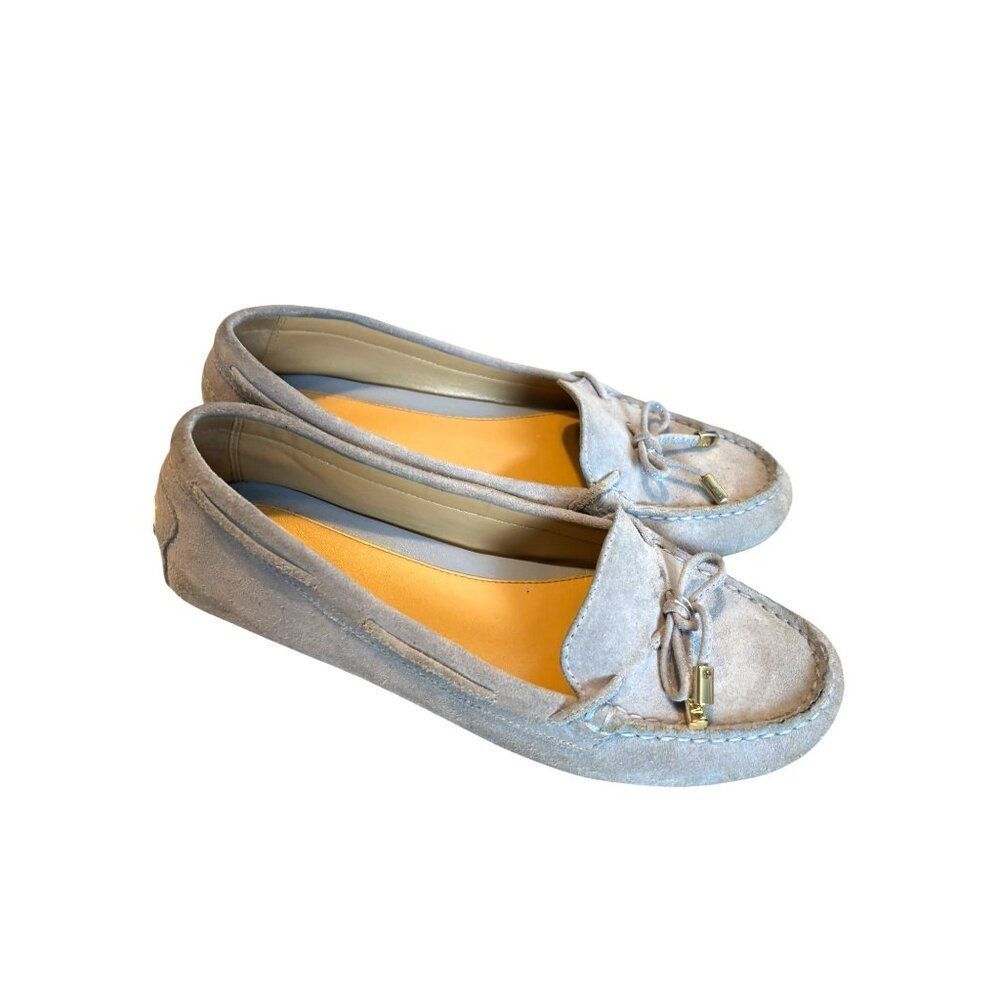 Michael Kors Womens Suede Moccasins Size 7.5 blue Leather Outsole Slip-On Loafer